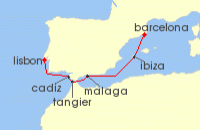 Cruise itinerary map for Explora Journeys 7 Night A Journey of Moorish Majesty & Iberian Light (142057)