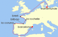 Cruise itinerary map for MSC Cruises 9 Night Northern Europe (139421)