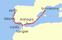Cruise itinerary map for Celebrity Cruises 9 Night Spain, Portugal & Morocco (137060)