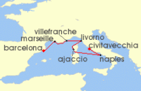 Cruise itinerary map for Explora Journeys 7 Night A Journey of New Year Festivities through the Splendid Mediterranean (142024)