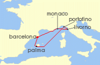 Cruise itinerary map for Azamara Cruises 7 Night Killing Kittens Cruise (137761)