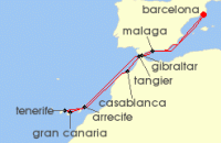 Cruise itinerary map for Celebrity Cruises 12 Night Canaries, Spain & Morocco (128117)