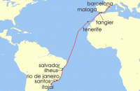 Cruise itinerary map for MSC Cruises 17 Night MSC Grand Voyages (139658)