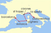 Cruise itinerary map for Explora Journeys 7 Night A Journey through Sparkling Bays & Riviera Radiance (134578)