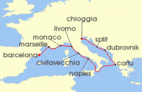 Cruise itinerary map for Viking Cruises 12 Night Mediterranean Odyssey (132162)
