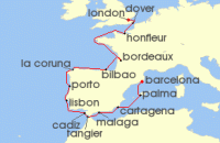 Cruise itinerary map for Viking Cruises 18 Night New! Iconic Western Europe (129783)