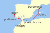 Cruise itinerary map for Explora Journeys 7 Night A Journey of Lively Beach Towns & Timeless Lyrical Charm (136347)