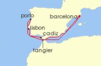 Cruise itinerary map for Celebrity Cruises 9 Night Spain, Portugal & Morocco (140246)