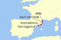 Cruise itinerary map for Windstar Cruises 3 Night Quick Getaways: A Taste of Southern France (137121)