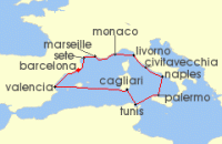 Cruise itinerary map for Viking Cruises 14 Night New! Gems Of The Mediterranean (141807)
