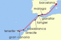 Cruise itinerary map for Celebrity Cruises 12 Night Canaries, Spain & Morocco (137269)
