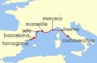 Cruise itinerary map for Viking Cruises 7 Night Iconic Western Mediterranean (141351)