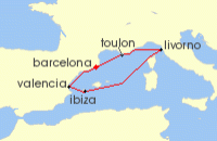 Cruise itinerary map for Cunard Line 7 Night Italy (118587)