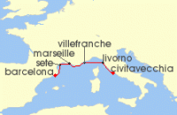 Cruise itinerary map for Viking Cruises 7 Night Iconic Western Mediterranean (114391)