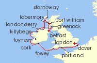 Cruise itinerary map for Viking Cruises 14 Night New! British Isles & Ireland (128804)