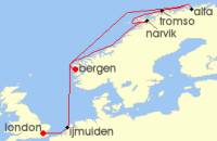 Cruise itinerary map for Viking Cruises 12 Night In Search Of The Northern Lights (110868)