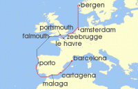 Cruise itinerary map for Viking Cruises 14 Night Trade Routes Of The Middle Ages (44460)