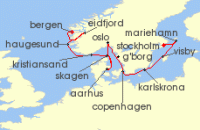 Cruise itinerary map for Viking Cruises 14 Night New! Scenic Scandinavia & Baltic Jewels (128807)