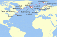 Cruise itinerary map for Viking Cruises 28 Night Greenland, Iceland, Norway & Beyond (142708)