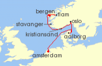 Cruise itinerary map for Viking Cruises 7 Night Viking Shores & Fjords (138142)