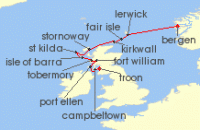 Cruise itinerary map for SeaDream Yacht Club 11 Night Celtic & Nordic Discovery (141857)