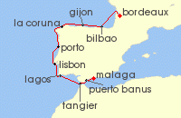 Cruise itinerary map for SeaDream Yacht Club 11 Night Yachting Frances & Spains Coastline (141415)