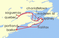 Cruise itinerary map for Holland America Line 14 Night Canada & New England: Unesco Sites & Nights Collector (135224)