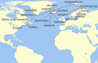 Cruise itinerary map for Viking Cruises 28 Night Greenland, Iceland, Norway & Beyond (142752)