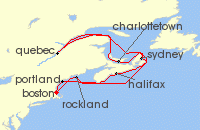 Cruise itinerary map for Celebrity Cruises 11 Night Boston, Maine & Canada (137581)