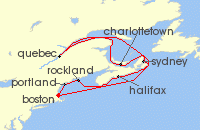 Cruise itinerary map for Celebrity Cruises 11 Night Boston, Maine & Canada (137574)