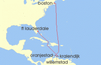 Cruise itinerary map for Celebrity Cruises 10 Night Boston to Fort Lauderdale (141656)