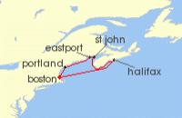 Cruise itinerary map for Norwegian Cruise Line 7 Night Canada & New England Round-Trip Boston: Eastport & Halifax (136732)