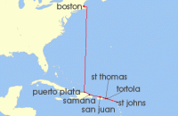 Cruise itinerary map for Celebrity Cruises 9 Night Boston to Ft. Lauderdale (141750)