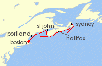 Cruise itinerary map for Holland America Line 7 Night Canada & New England Circle: New Brunswick (105774)