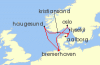 Cruise itinerary map for Phoenix Reisen 8 Nacht Pfingsturlaub in Sudskandinavien (141230)