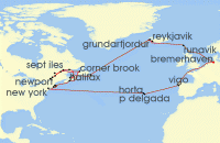 Cruise itinerary map for Phoenix Reisen 50 Nacht Die grose Herbstreise in 50 Tagen mit MS Amera (128584)
