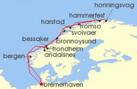 Cruise itinerary map for Phoenix Reisen 14 Nacht uber dem Polarkreis auf den Spuren der Postschiffe (141497)