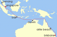 Cruise itinerary map for Princess Cruises 15 Night Asia & Australia (141136)