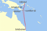 Cruise itinerary map for Carnival Cruises 10 Night Papua New Guinea (79740)