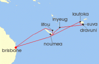 Cruise itinerary map for Princess Cruises 14 Night Fiji & South Pacific (127900)