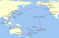 Cruise itinerary map for Princess Cruises 79 Night Circle Pacific (Roundtrip Brisbane) (127567)