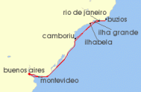 Cruise itinerary map for MSC Cruises 10 Night South America (129033)
