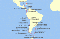 Cruise itinerary map for Azamara Cruises 40 Night Cruise Buenos Aires To Miami Grand Voyage (129489)