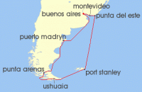 Cruise itinerary map for Regent Seven Seas Cruises 18 Night Colossal Coastlines Buenos Aires To Buenos Aires (123469)