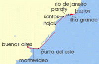 Cruise itinerary map for Oceania Cruises 10 Night Brazilian Brilliance Buenos Aires to Rio de Janeiro (120664)