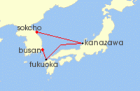 Cruise itinerary map for Costa Cruises 4 Night Asia from Busan (139080)