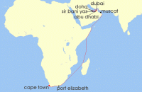 Cruise itinerary map for TUI Cruises 22 Nachte - Wildes Sudafrika Und Orient - Ab Kapstadt/Bis Dubai (133572)