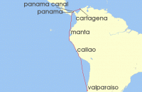 Cruise itinerary map for Silversea Cruises 14 Night Cartagena To Valparaiso (132521)