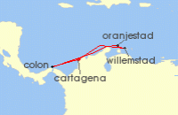 Cruise itinerary map for Royal Caribbean Cruises 7 Night Southern Caribbean Cruise (124020)