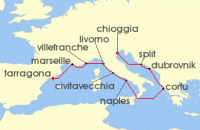 Cruise itinerary map for Viking Cruises 12 Night Mediterranean Odyssey (143514)
